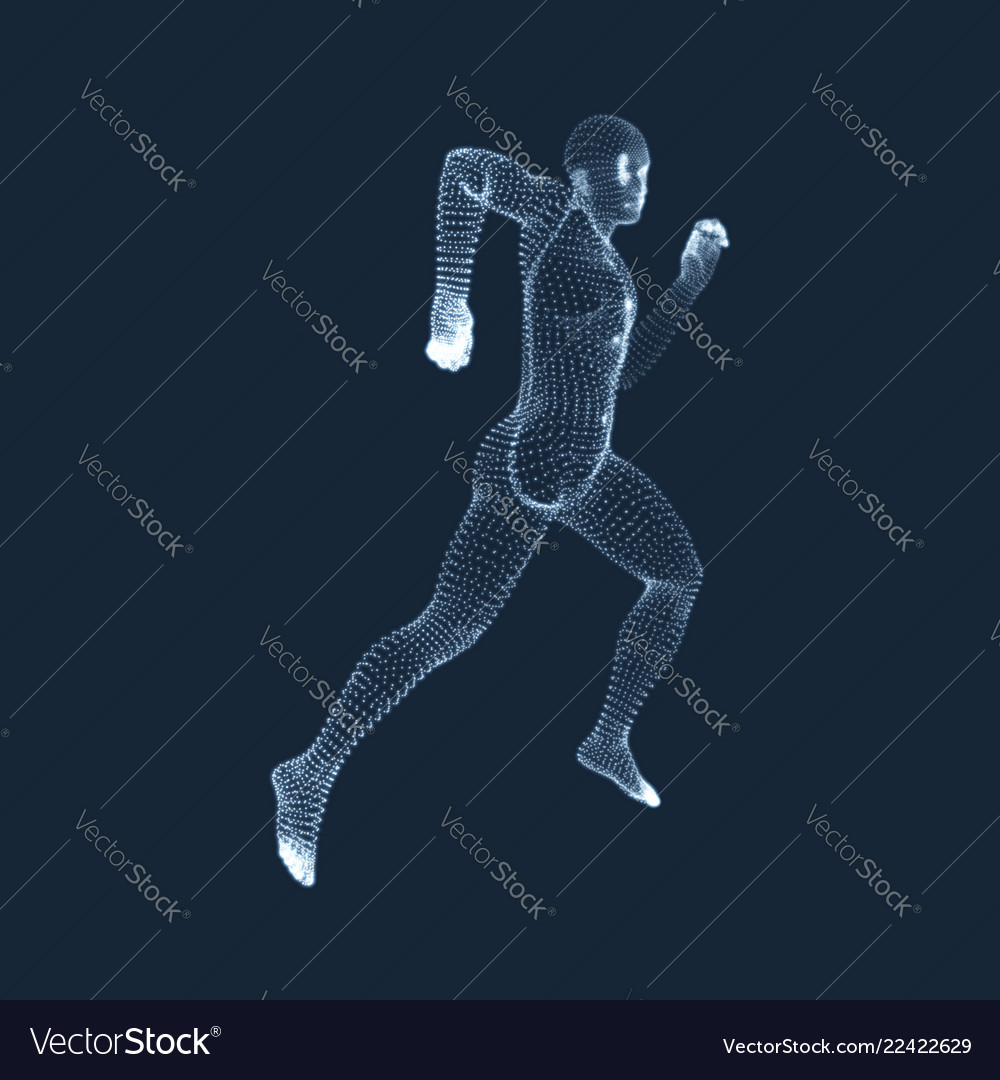 Running man 3d model of human body