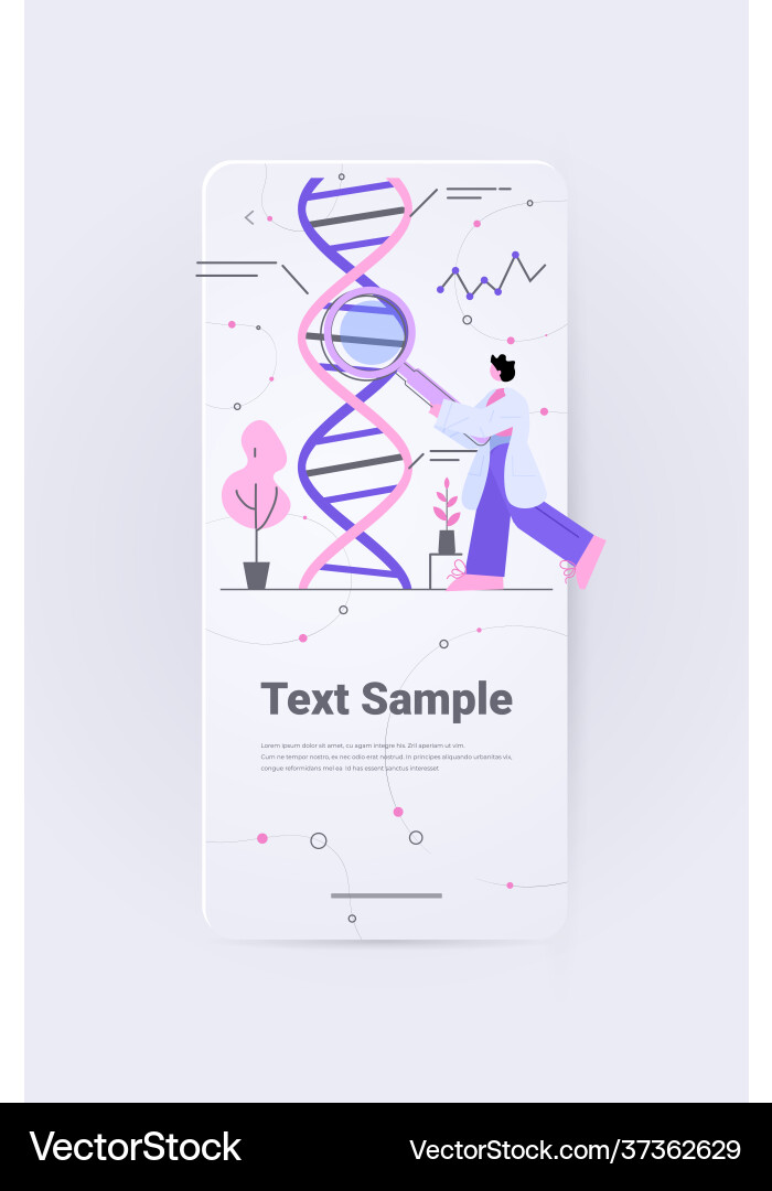 Scientist analyzing dna structure molecule Vector Image
