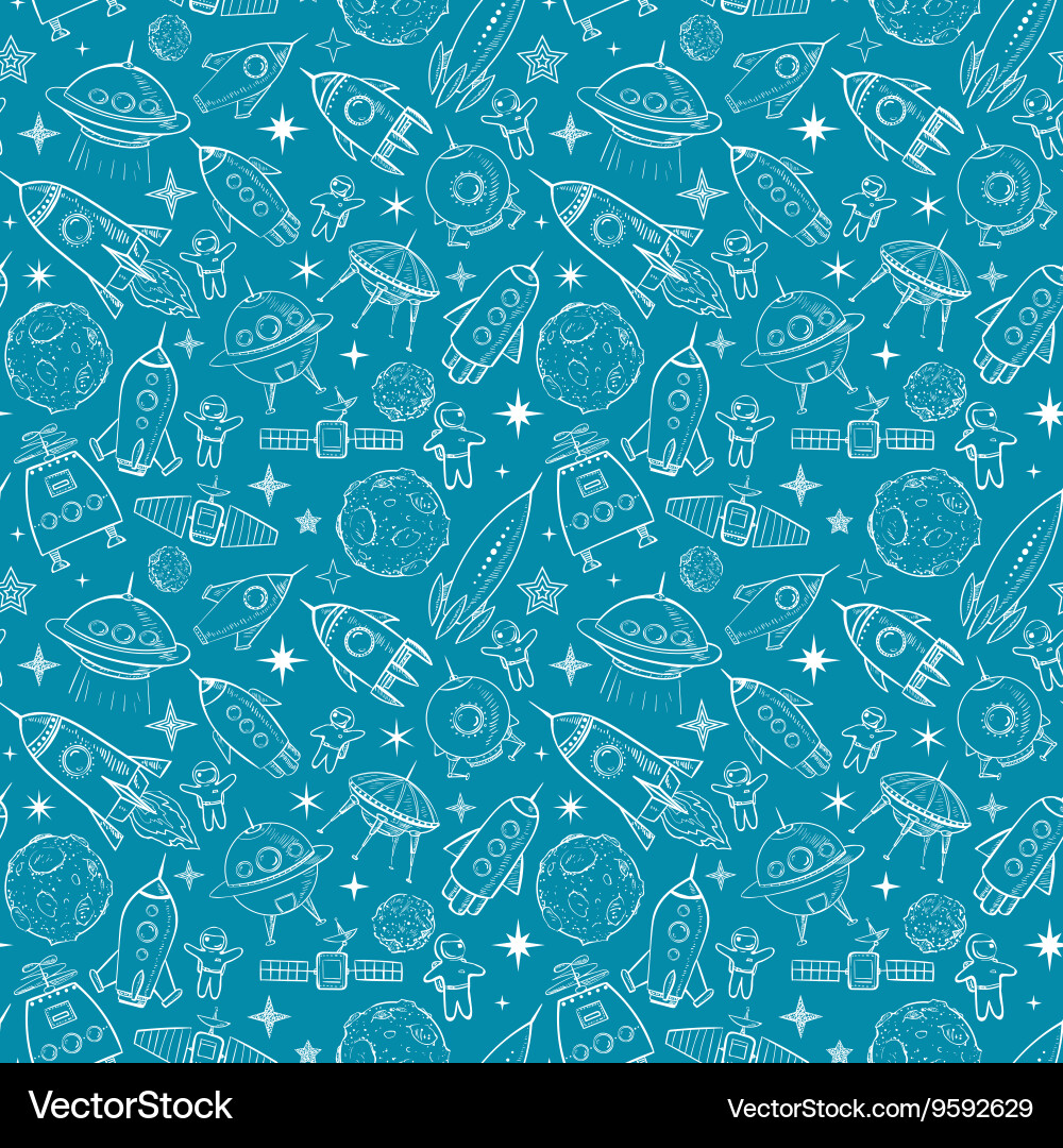Seamless background with space elements Royalty Free Vector