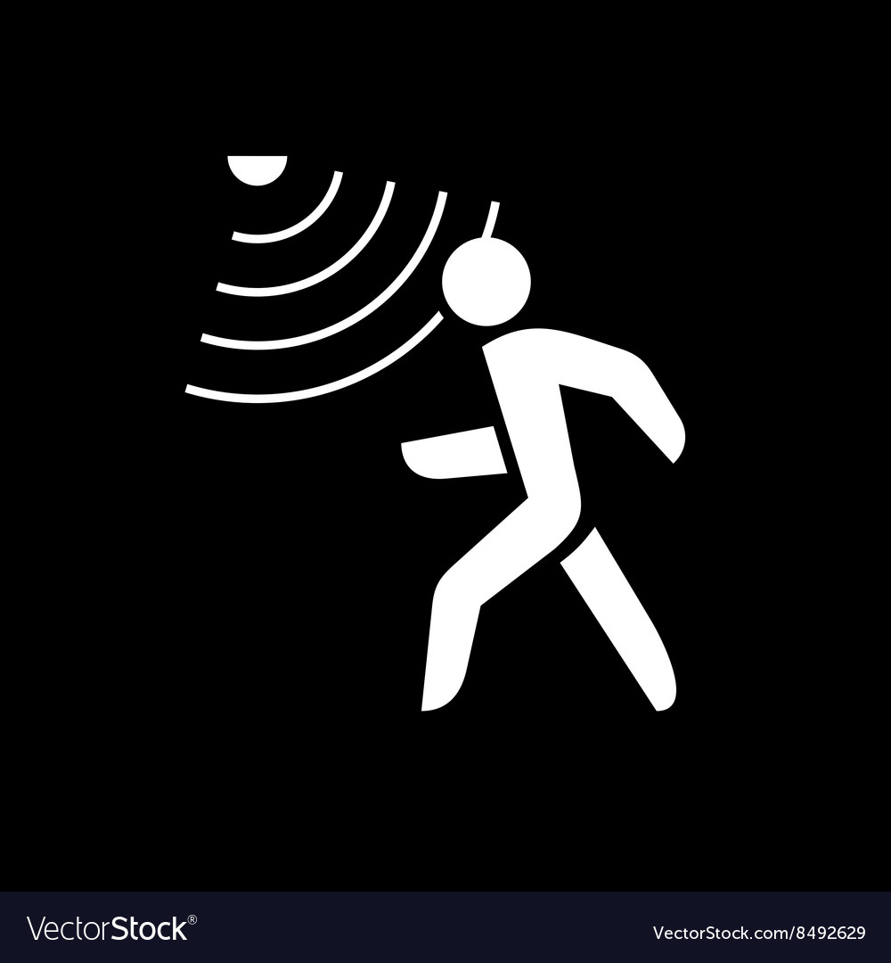 Walking man silhouette with motion sensor white Vector Image