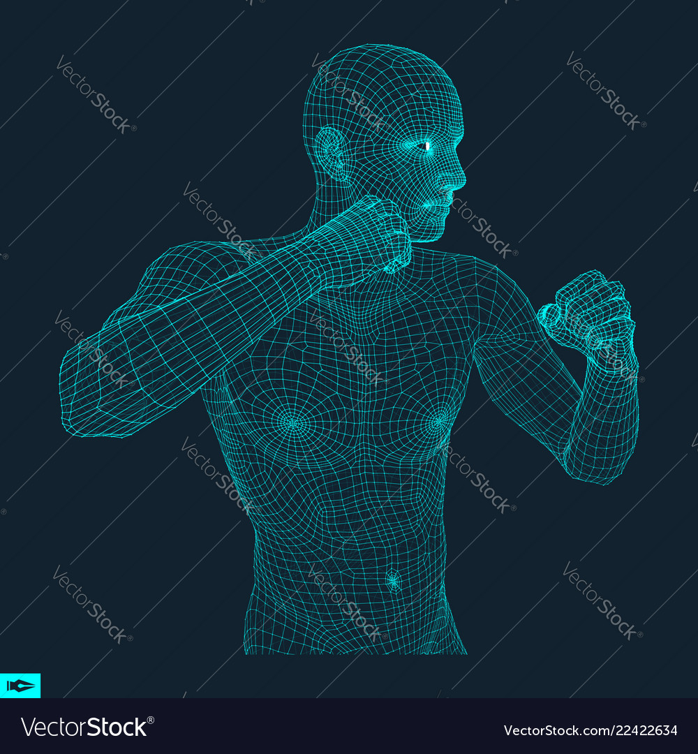 Boxer fighting man 3d model of sport symbol Vector Image