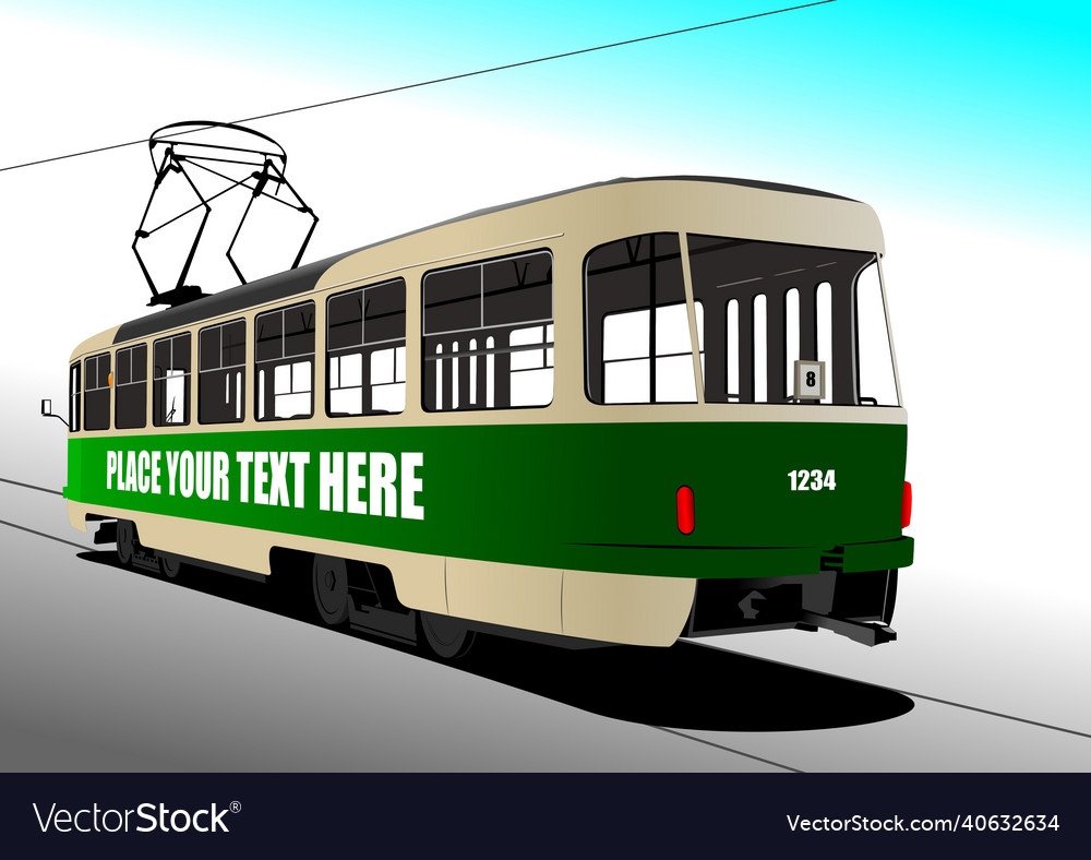 City transport tram colored Royalty Free Vector Image