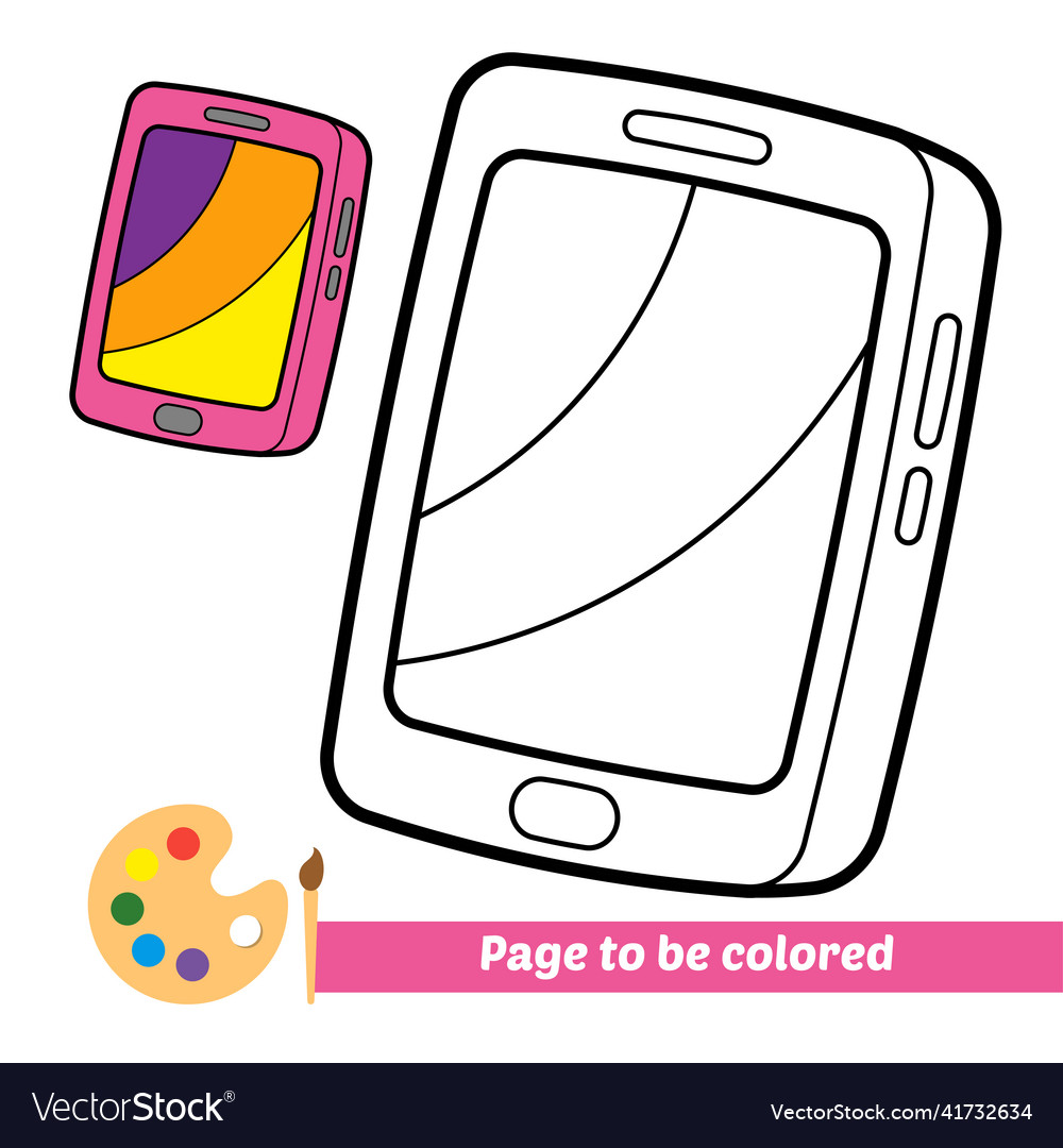 Coloring book for kids smartphone Royalty Free Vector Image