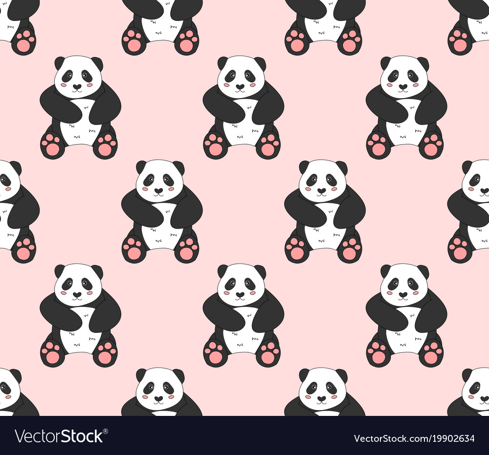 Cute panda on pink background Royalty Free Vector Image