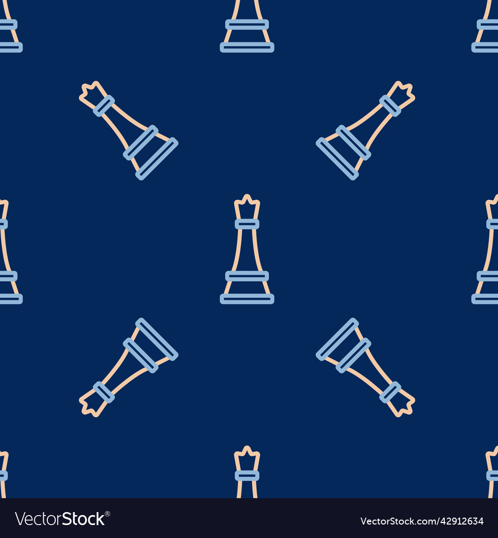 Line chess icon isolated seamless pattern on blue