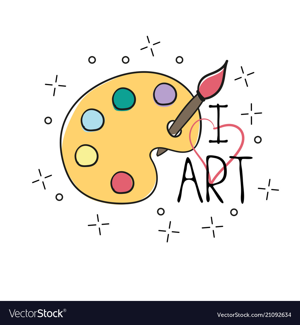 Palette With Paint Brush Hand Drawn Outline Doodle Vector Image Palette With Paint Brush Hand Drawn Outline Doodle Vector Image