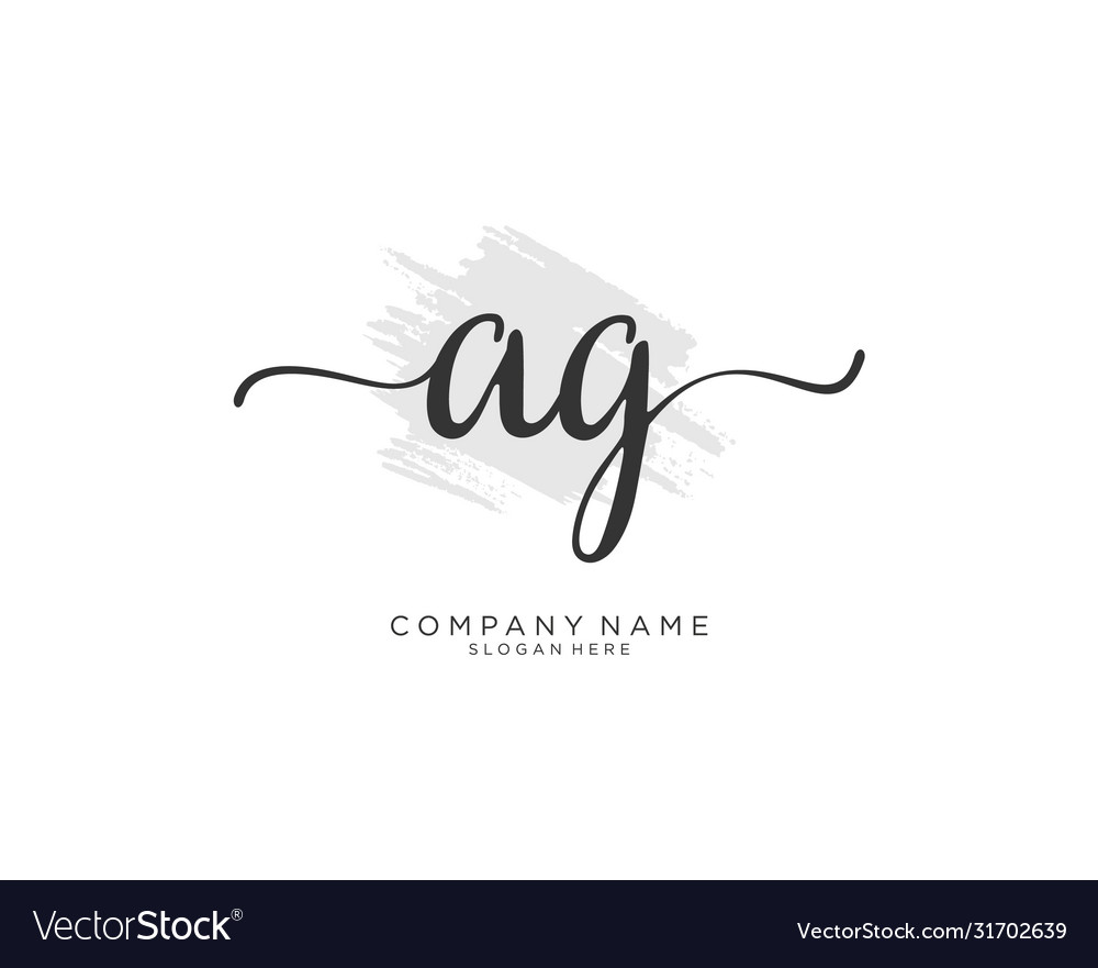 Ag Initial Handwriting Logo Design Royalty Free Vector Image