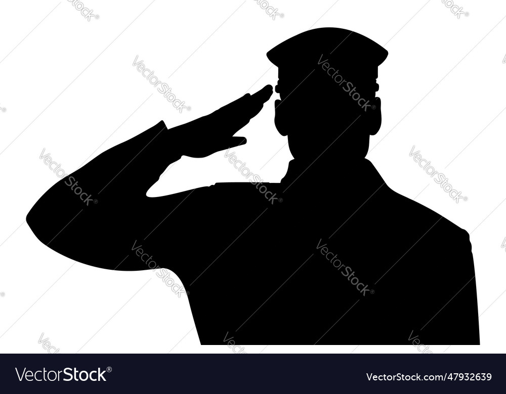 Army soldier giving salute silhouette Royalty Free Vector