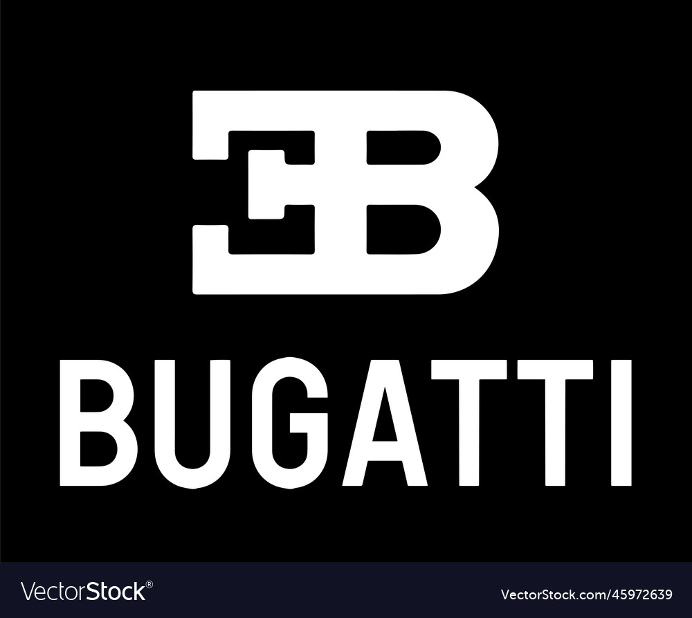 Bugatti brand symbol logo name white design Vector Image