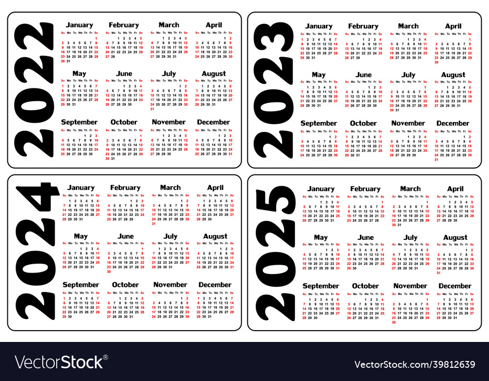 calendar-for-2022-2025-royalty-free-vector-image