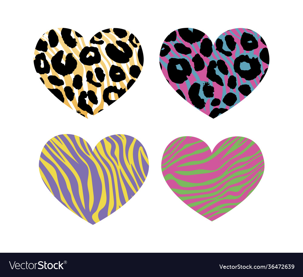 Heart shape - leopard texture with kiss Royalty Free Vector