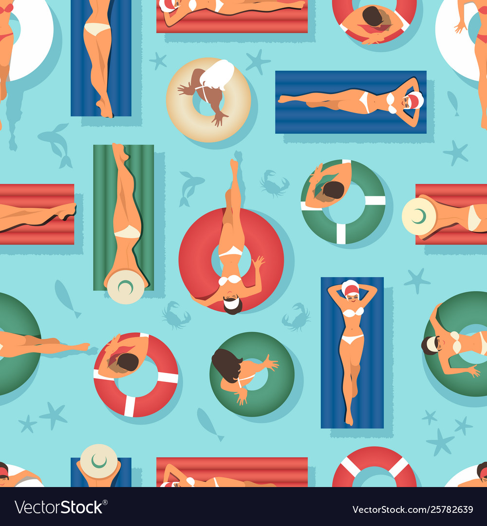 Seamless pattern people on water vector image Seamless pattern people on water