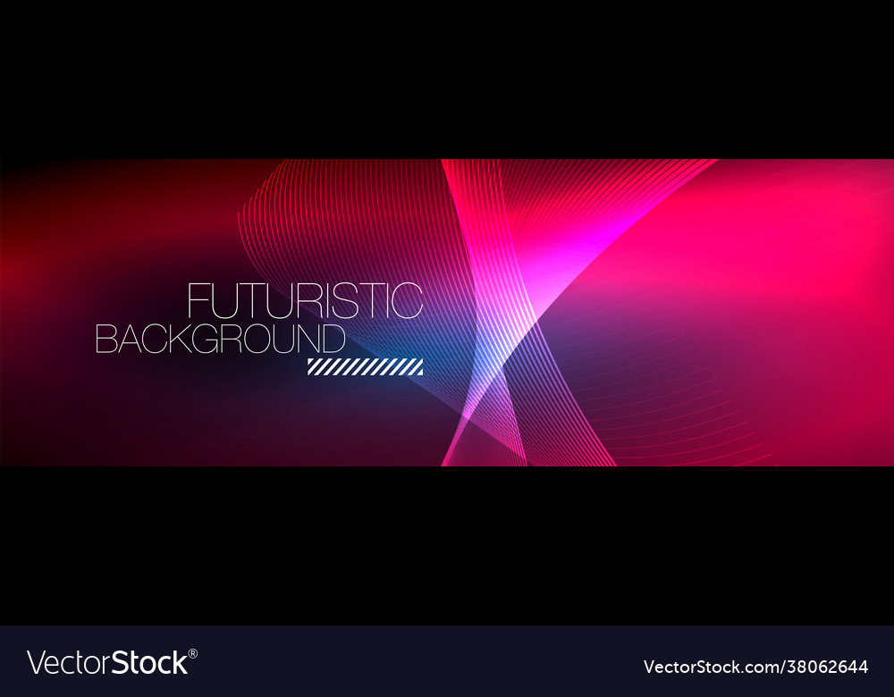 Abstract Neon Glowing Light In Dark With Waves Vector Image