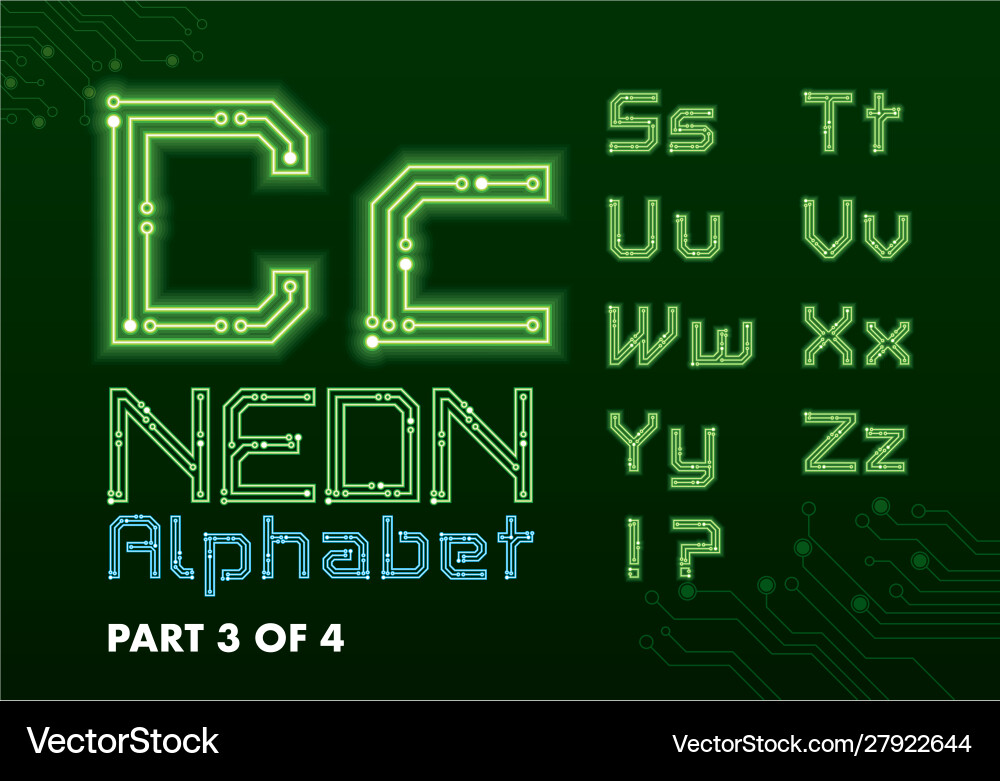 Circuit fonts neon Royalty Free Vector Image - VectorStock