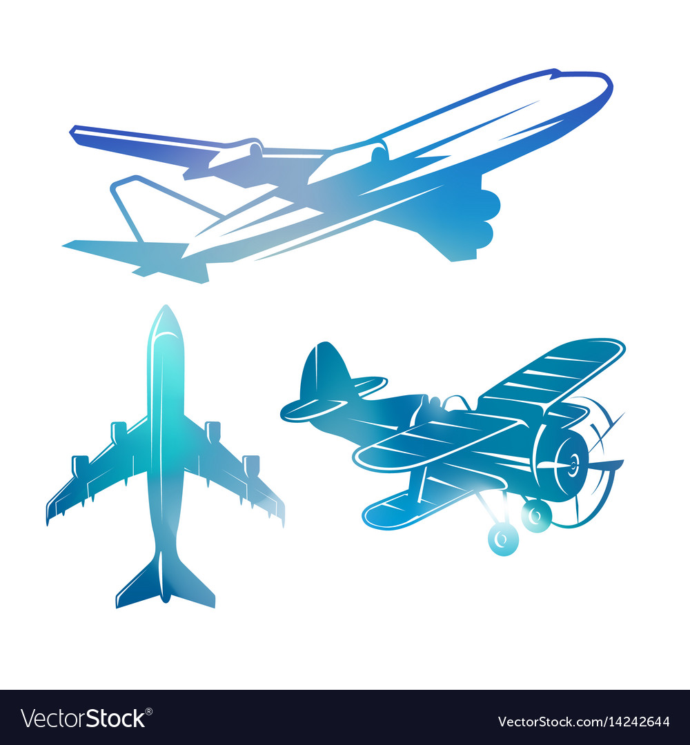 Color airplane symbols logotypes aviation Vector Image