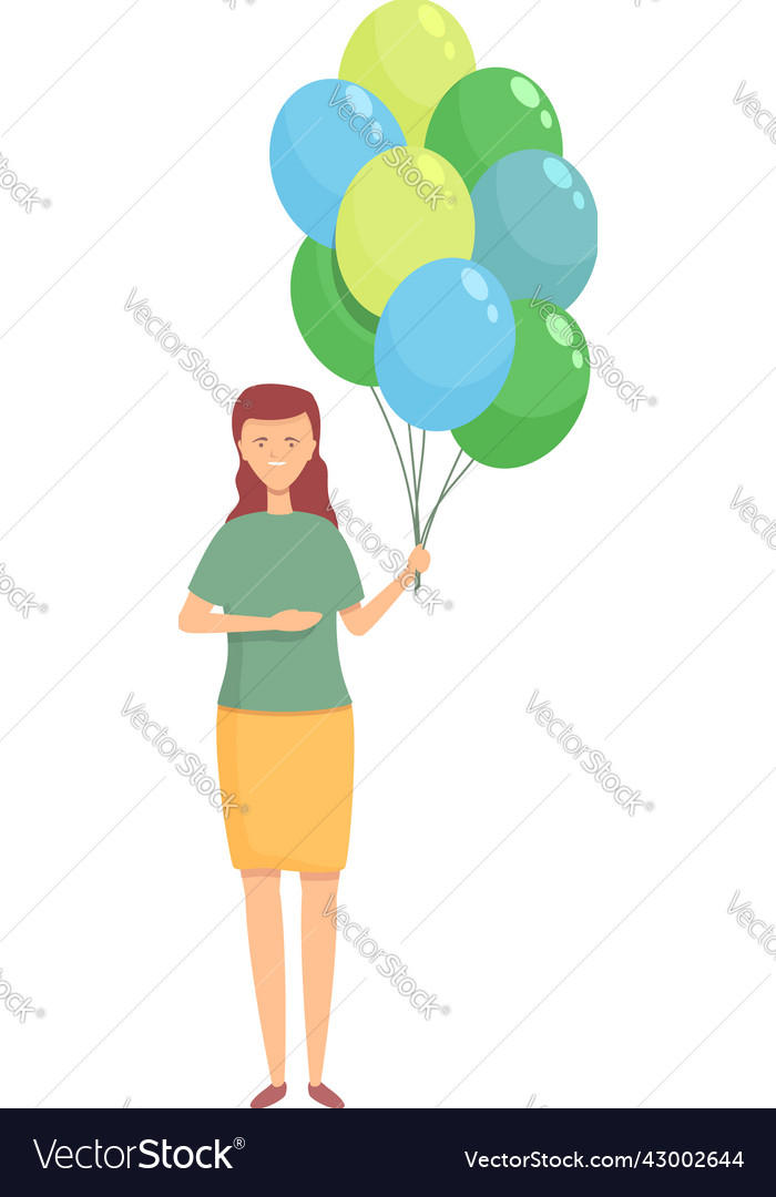 Girl balloon seller icon cartoon street Royalty Free Vector