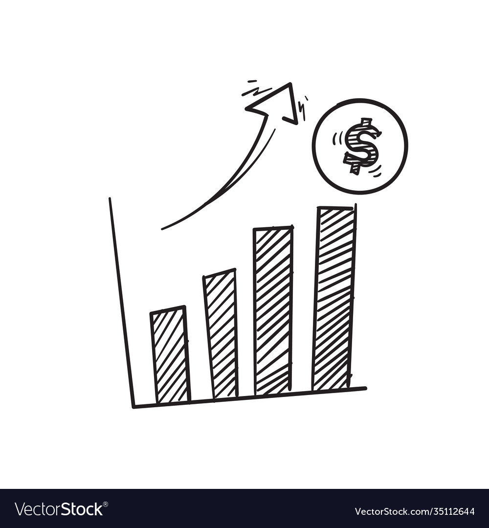 Hand drawn doodle graph symbol for increase money Vector Image