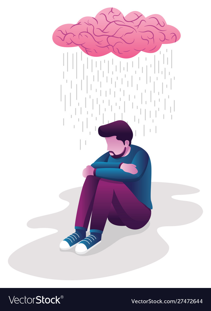 Man In Depression Royalty Free Vector Image Vectorstock