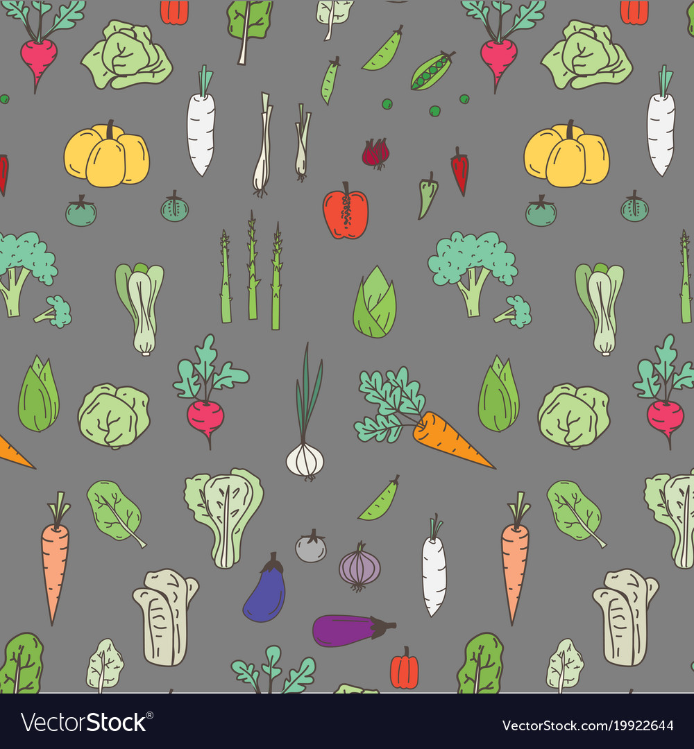 Pattern with hand drawn doodle vegetables Vector Image