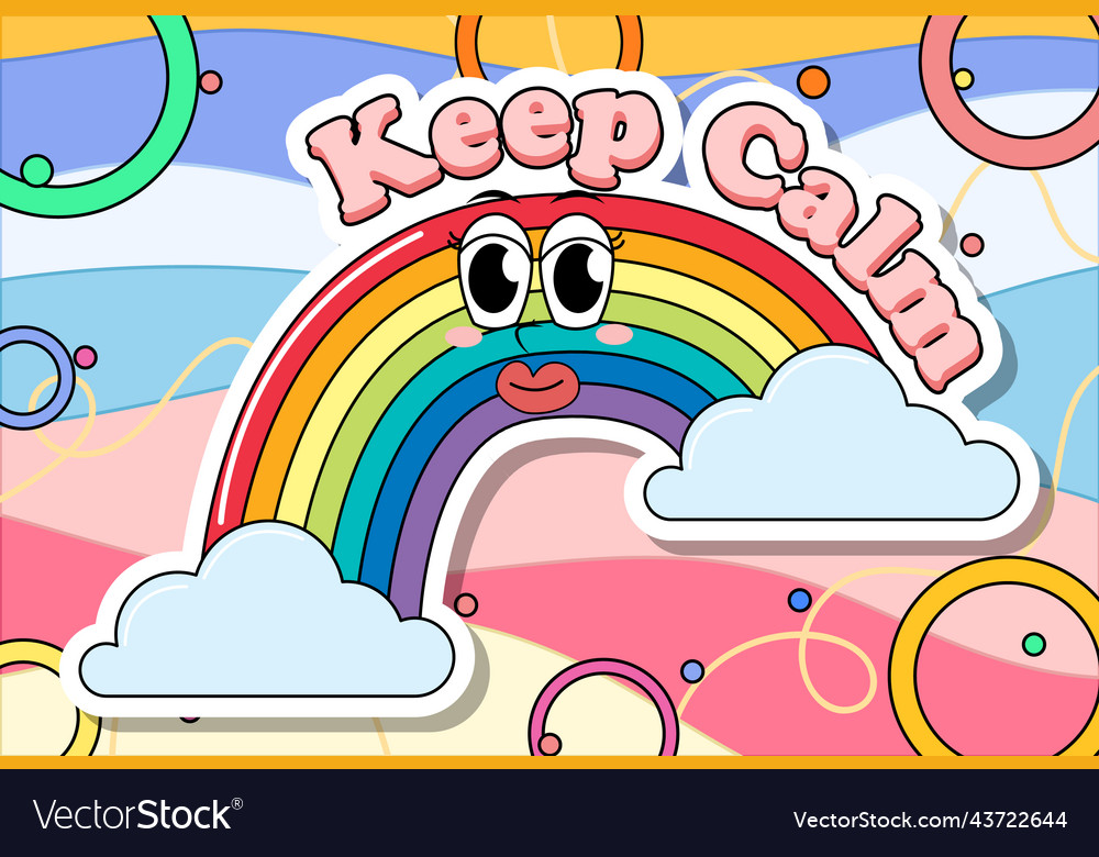 Rainbow logo with the word keep calm text icon Vector Image