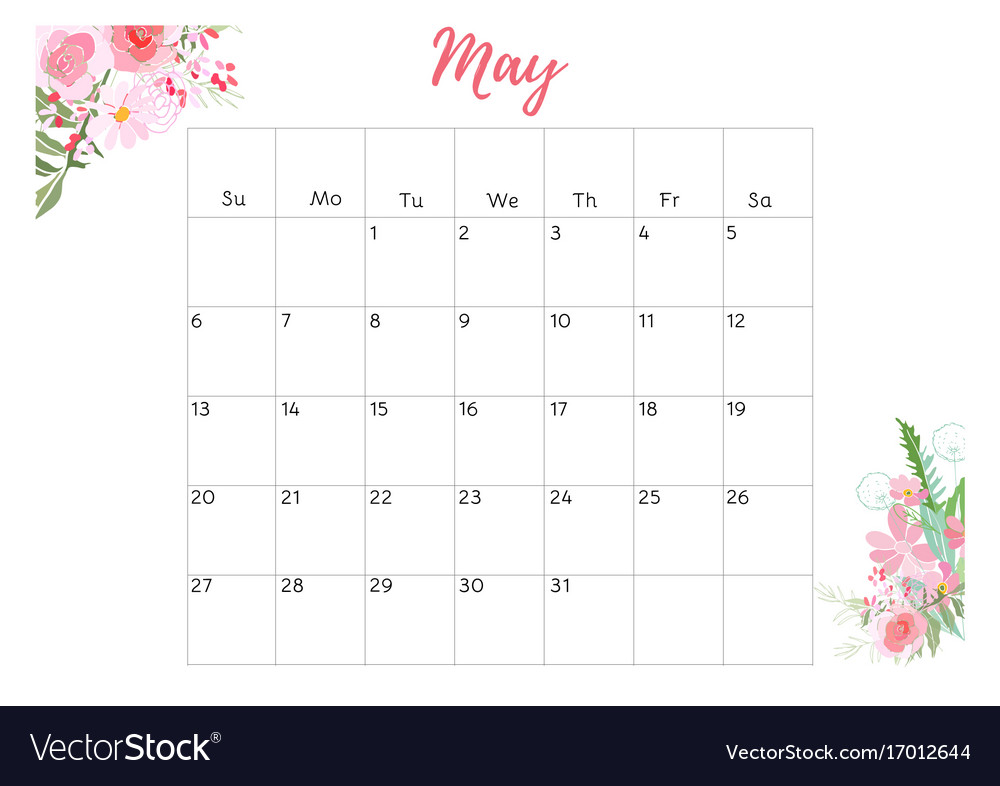 Vintage floral calendar 2018 Royalty Free Vector Image