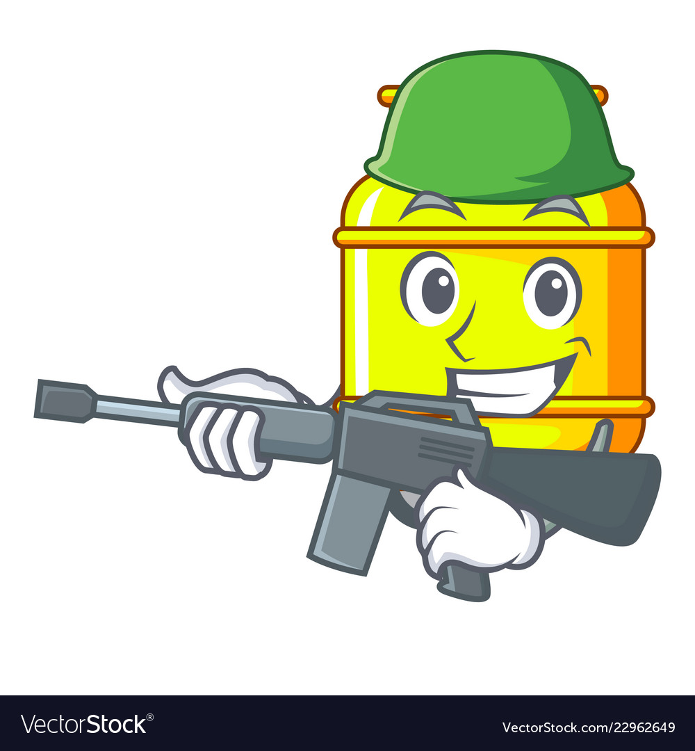 Army flammable gas tank on cartoon Royalty Free Vector Image