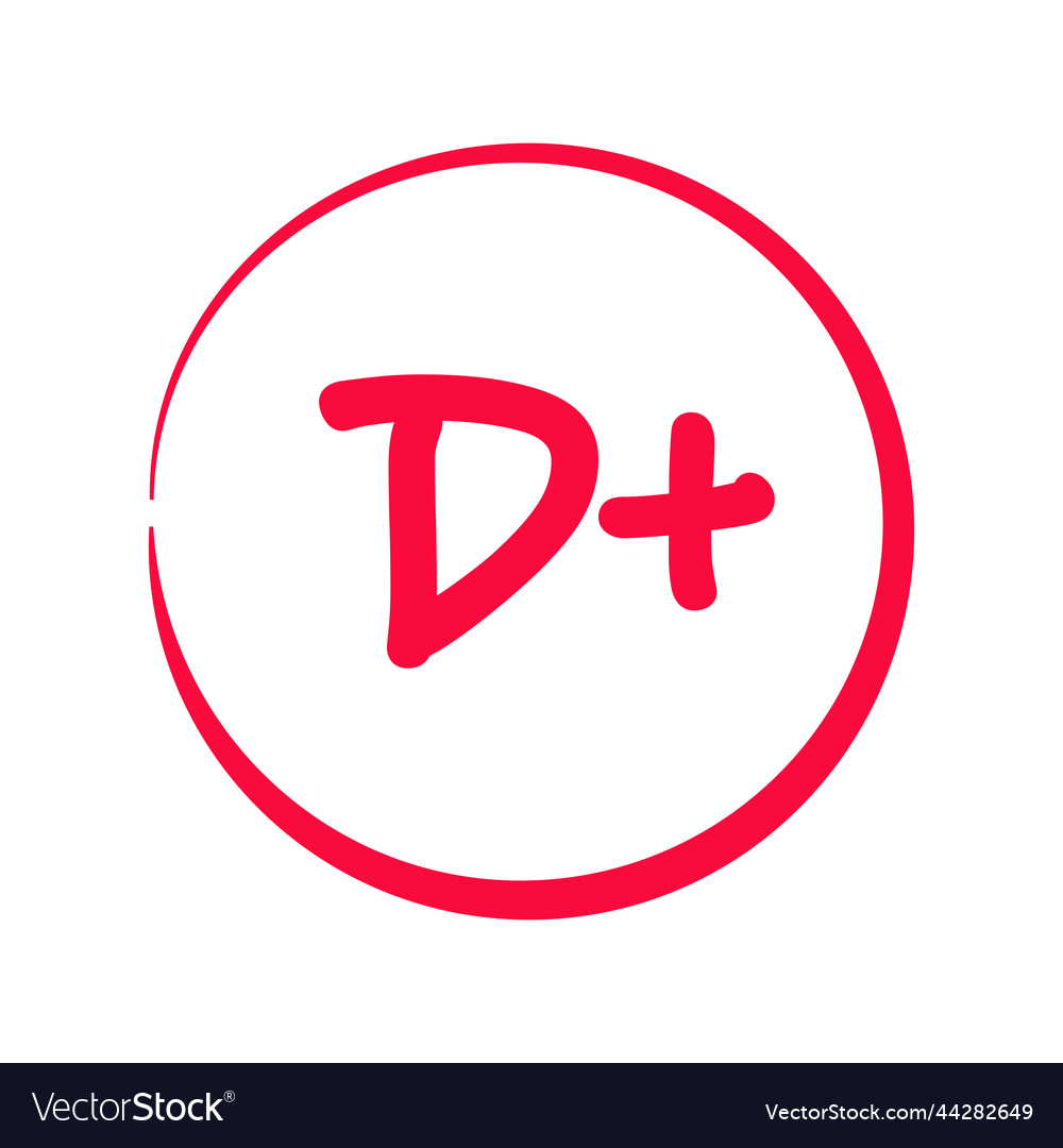 Grading system d grades for school with plus Vector Image