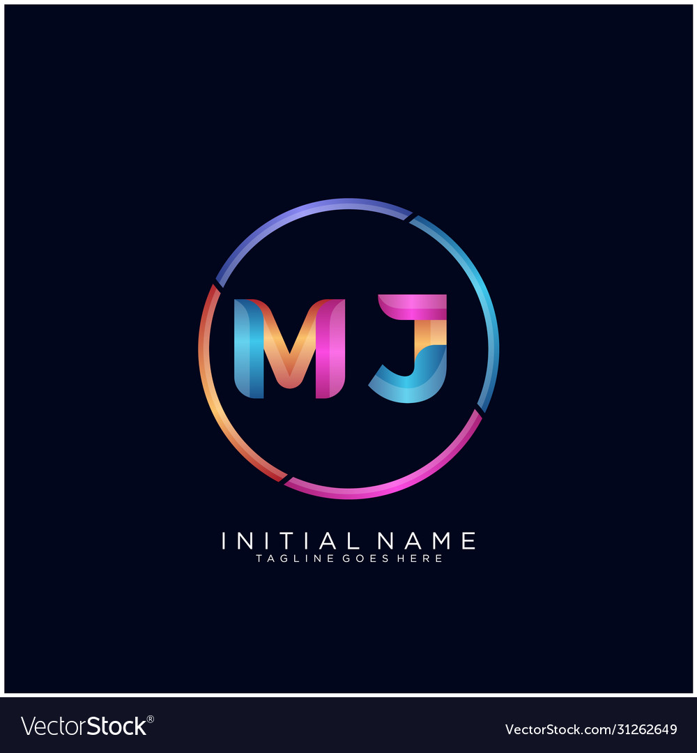 Mj Letter Logo Icon Design Template Elements Vector Image 8887