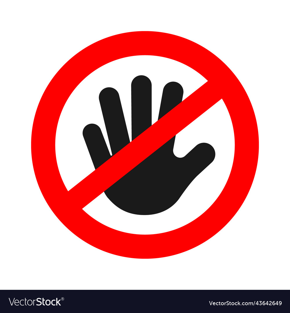 Prohibition sign with hand symbol or icon Vector Image