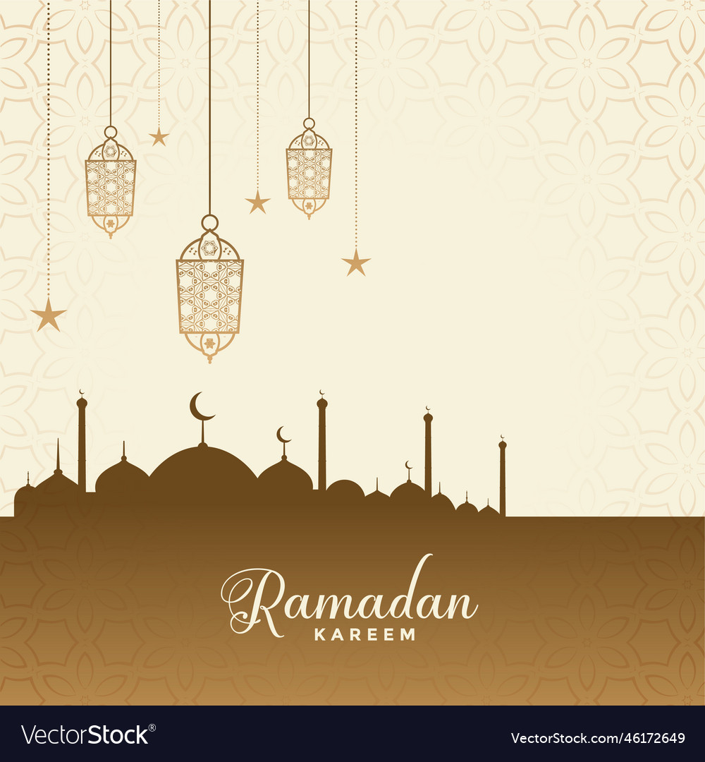 Ramadan kareem festival wishes card background Vector Image