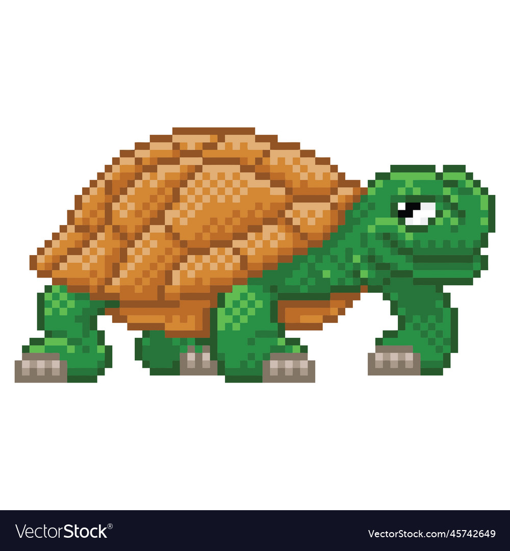 Turtle or tortoise dog 8 bit pixel art pet animal Vector Image