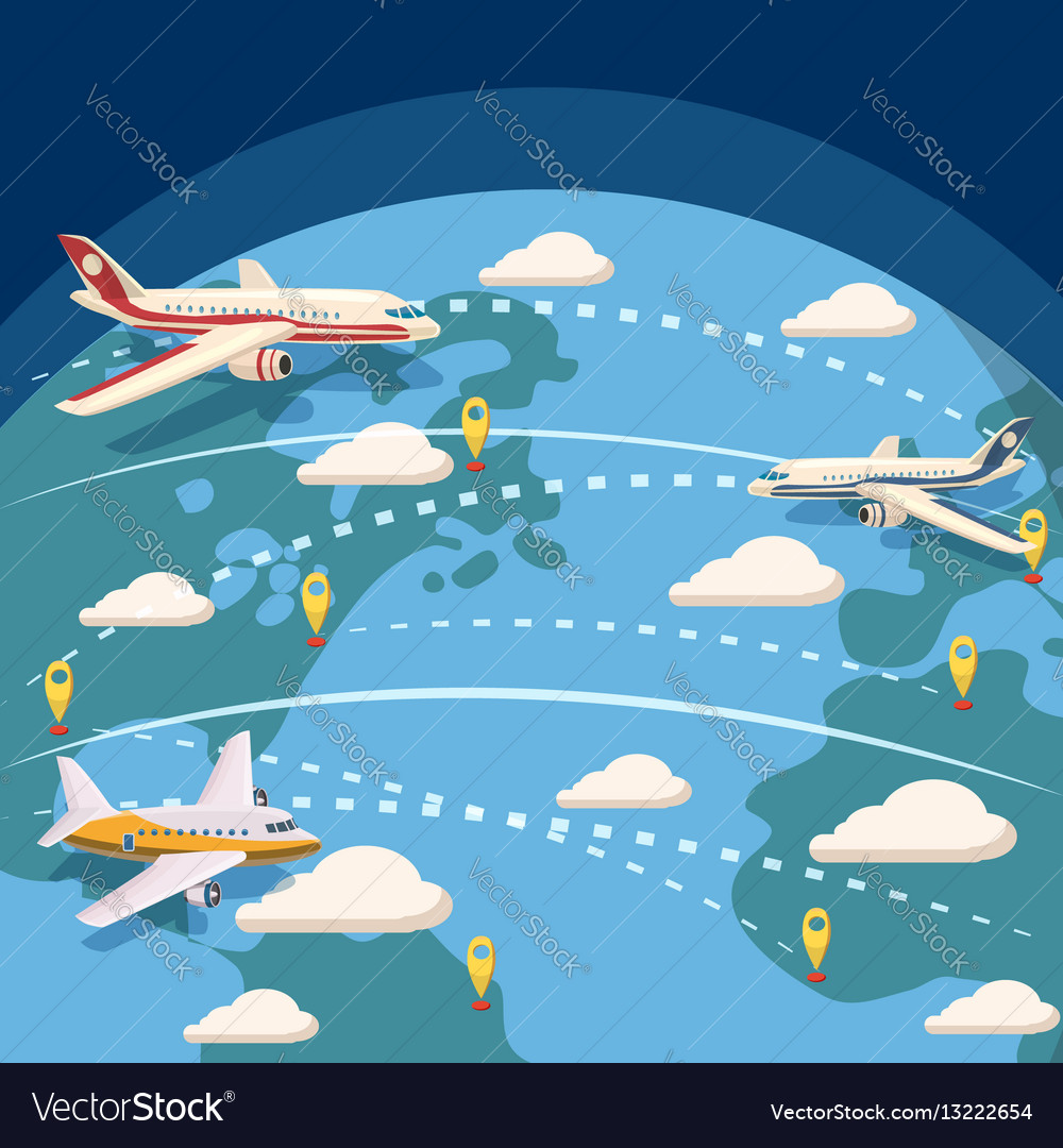 Aviation global logistic concept cartoon style Vector Image Aviation global logistic concept cartoon style Vector Image