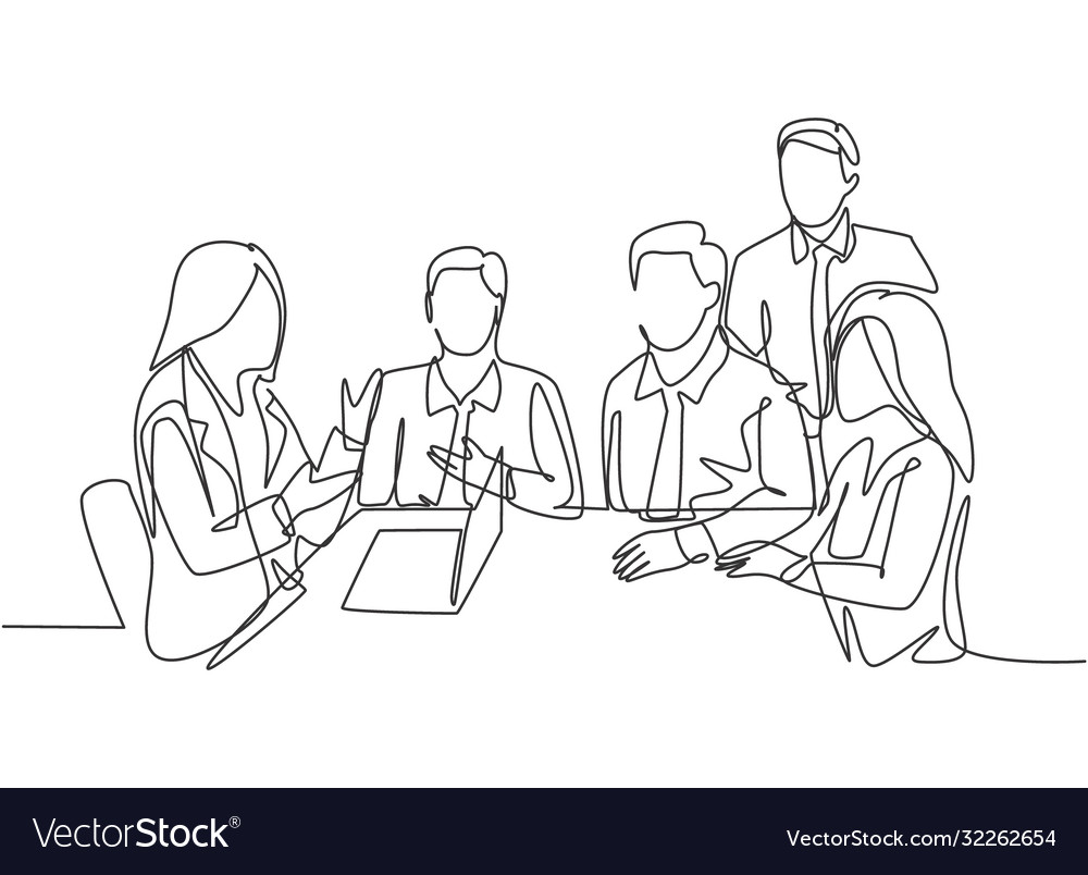 Business training concept one single line drawing Vector Image