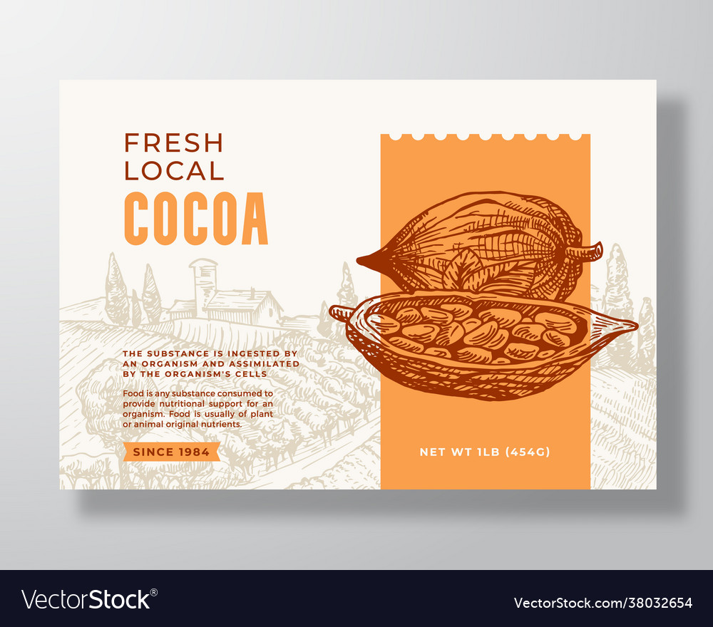 Premium natural cocoa beans label template Vector Image