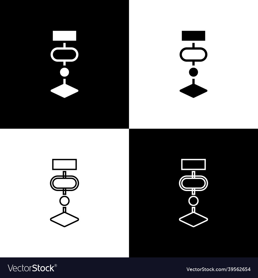 Set algorithm icon isolated on black and white Vector Image