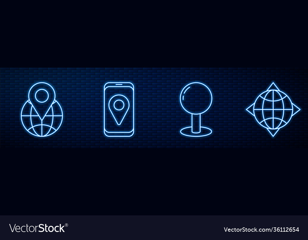 Set line push pin location on globe city map Vector Image