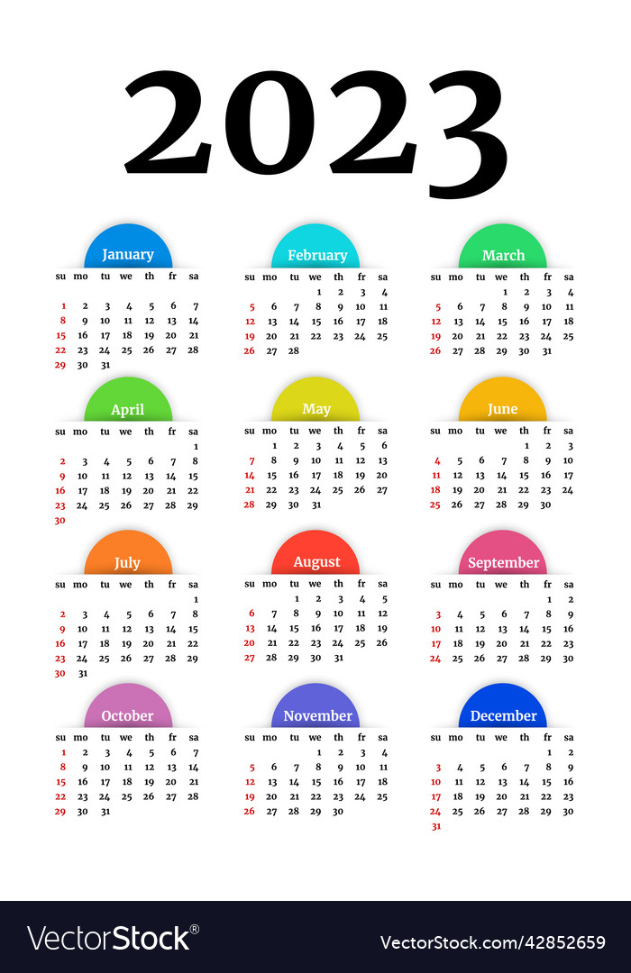 Calendar for 2023 isolated on a white background Vector Image