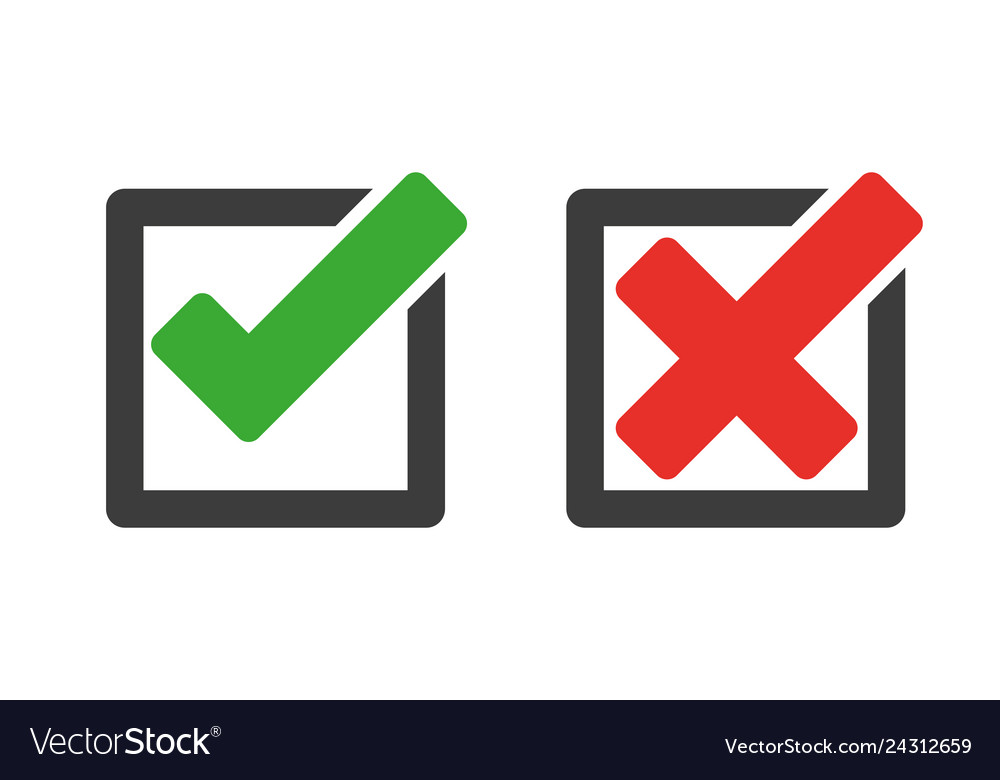 Check and cross mark symbol Royalty Free Vector Image