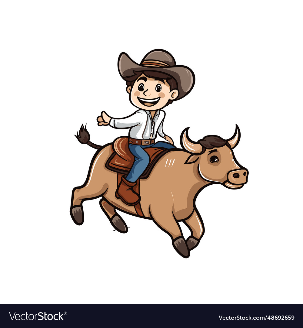 Cowboy riding a bull rodeo Royalty Free Vector Image