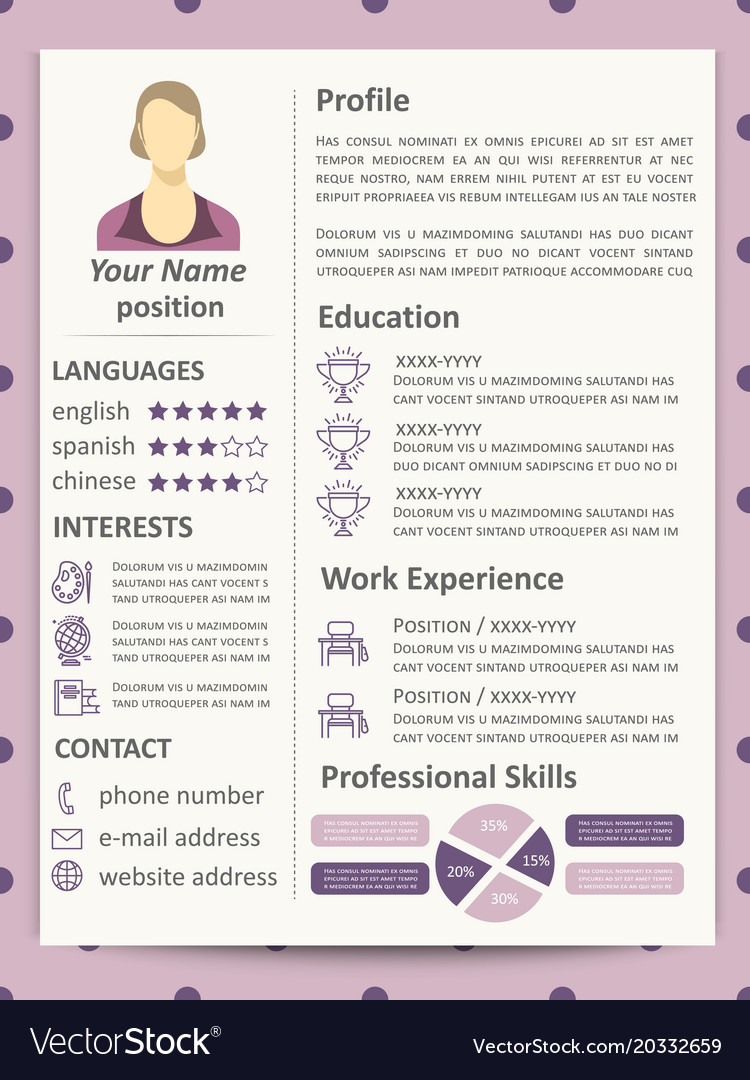 Female Resume Template With Infographics Elements Vector Image 4762