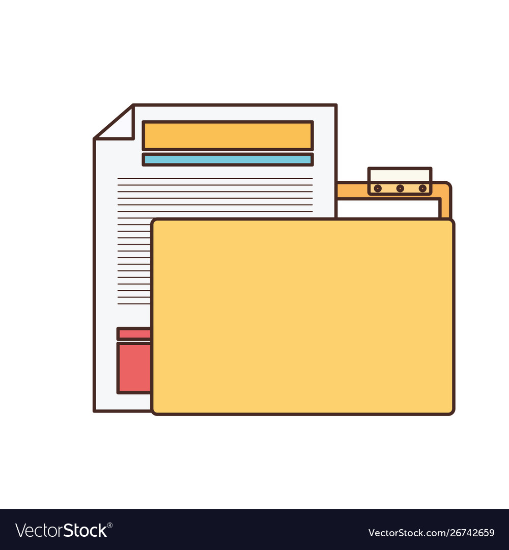 Folder with file sheet in white background Vector Image