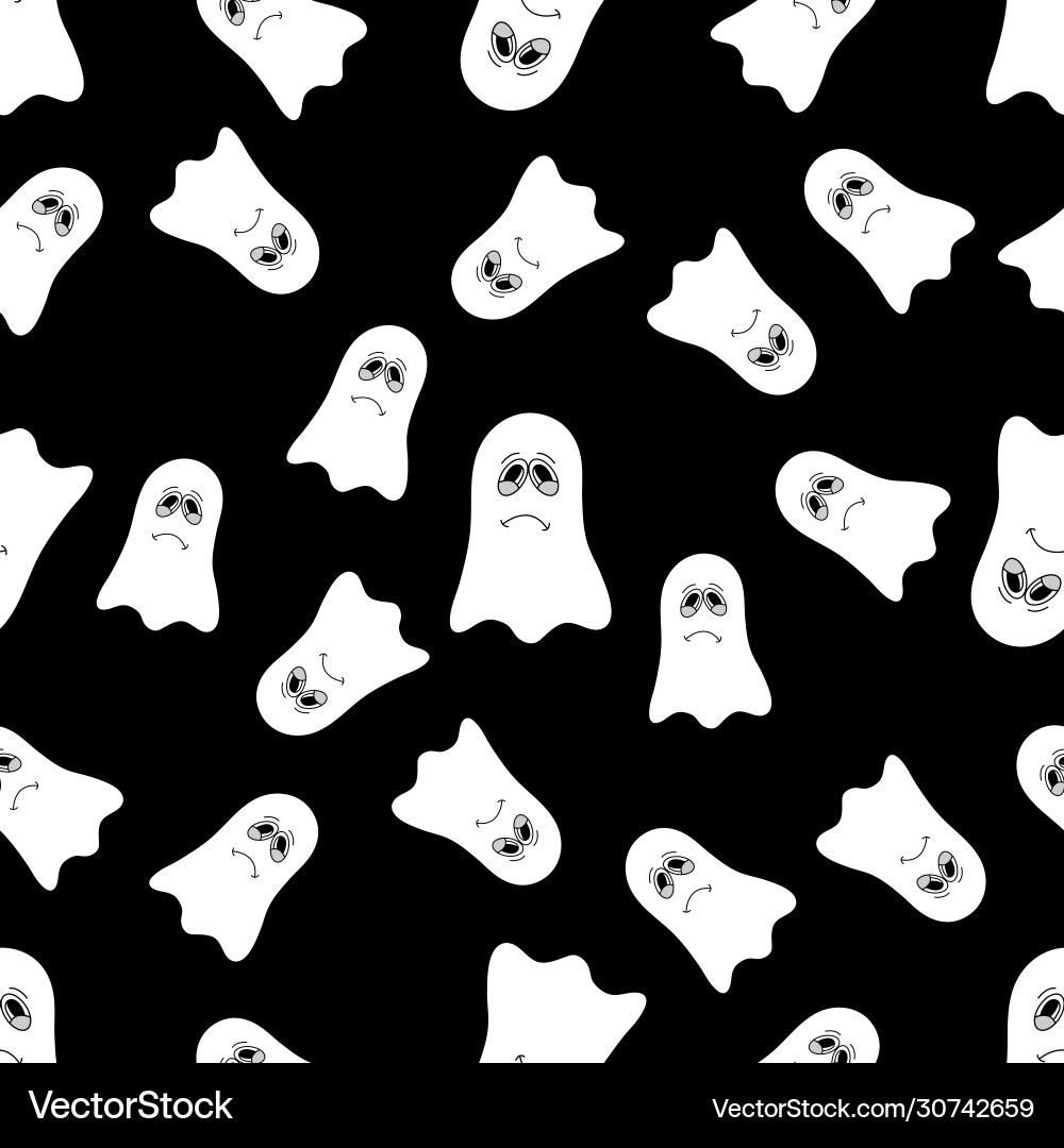Seamless pattern with cartoon ghost Royalty Free Vector