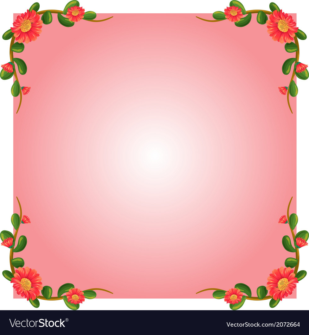 A pink empty border template with flowers Vector Image