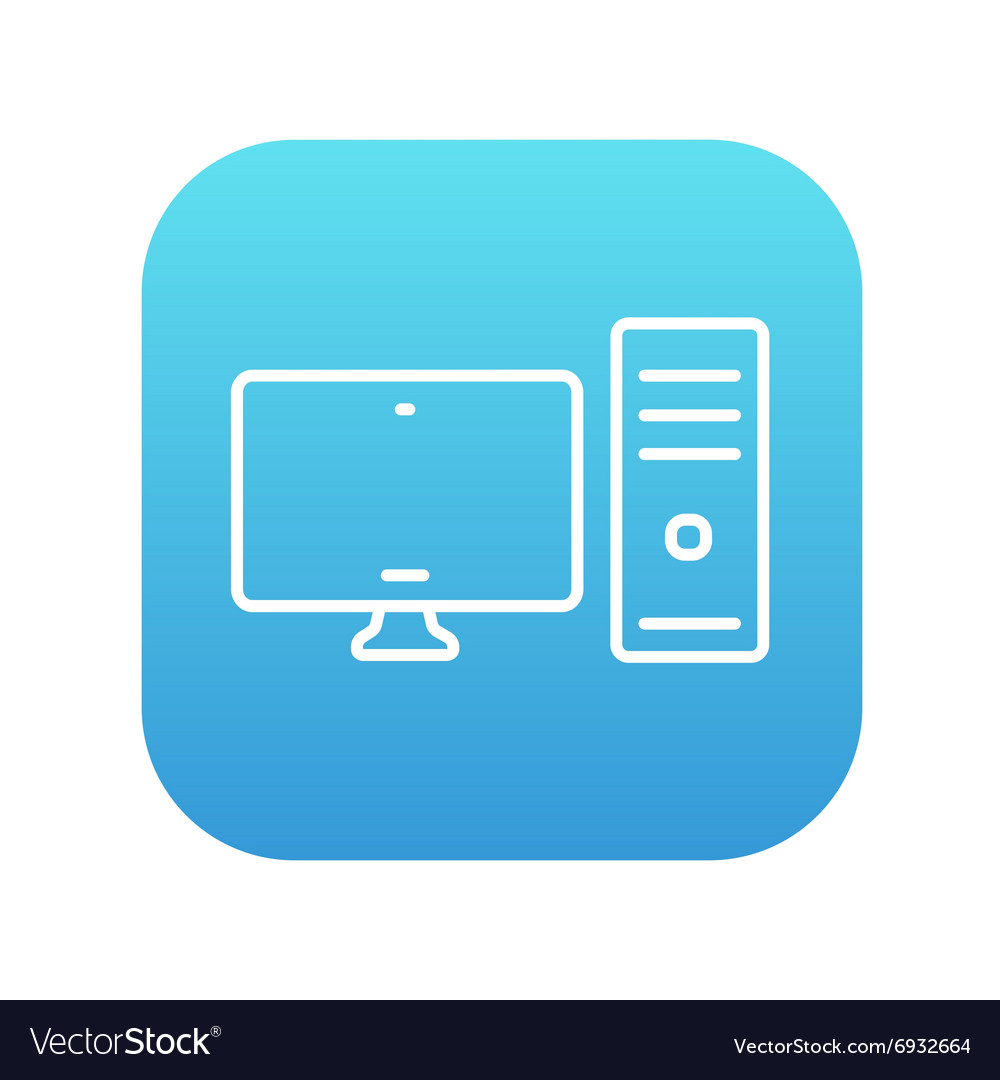 Cpu and monitor line icon Royalty Free Vector Image