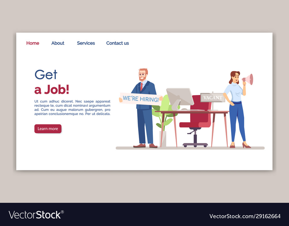 Get a job landing page template hr agency website Vector Image