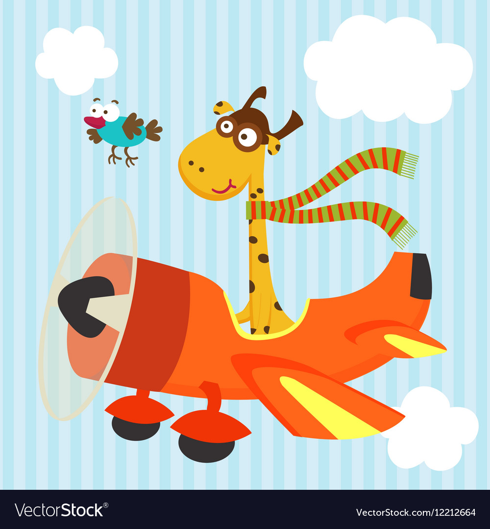 Giraffe bird on airplane Royalty Free Vector Image