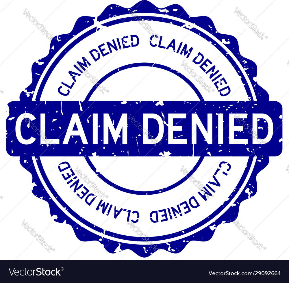 Grunge blue claim denied word round rubber seal