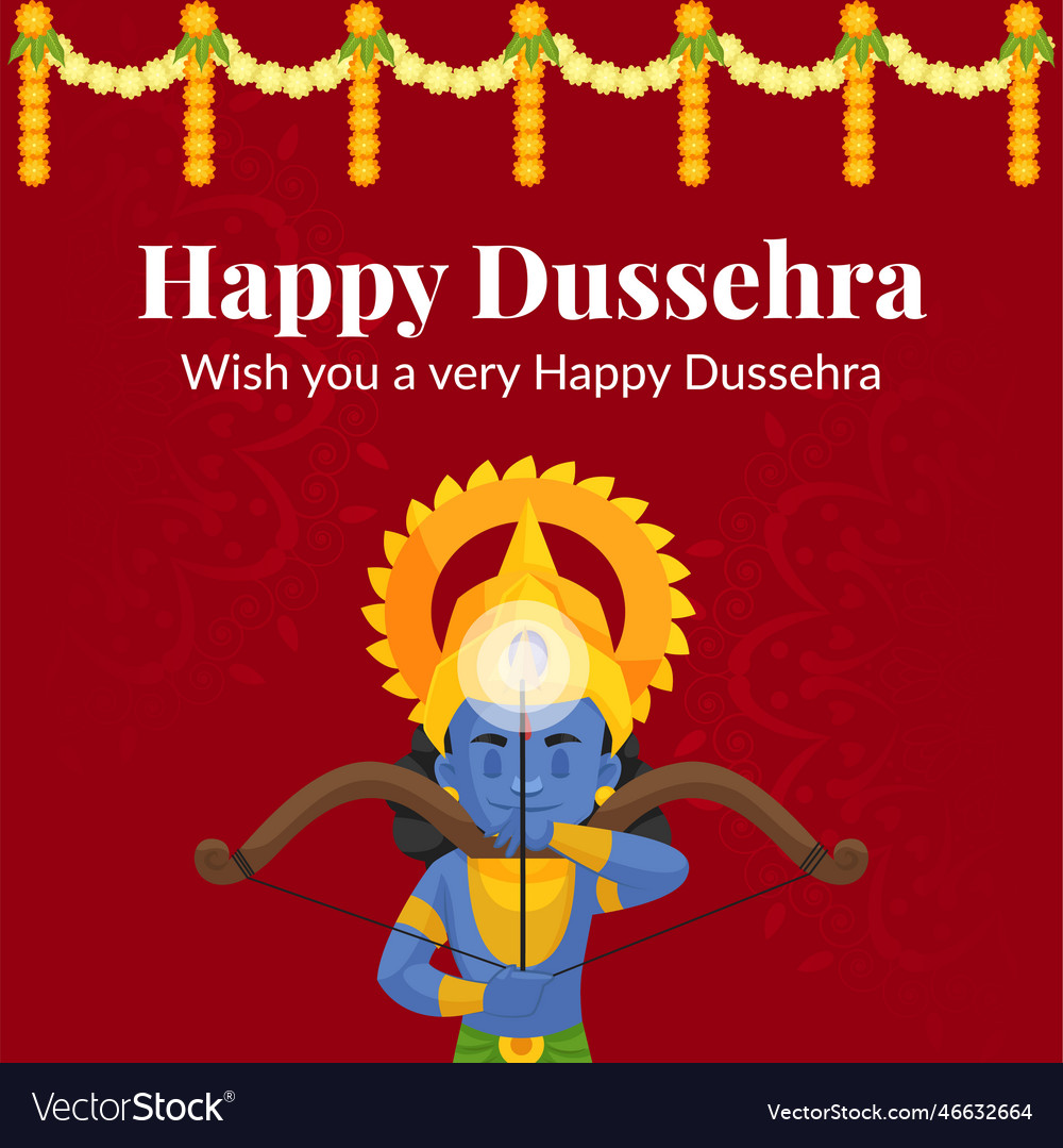 Happy Dussehra Indian Festival Banner Design Vector Image