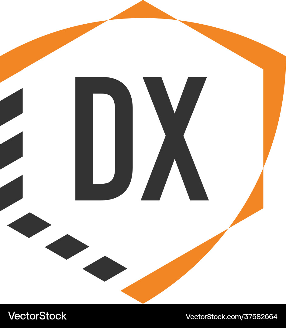 Initial letter dx shield hexagonal logo template Vector Image