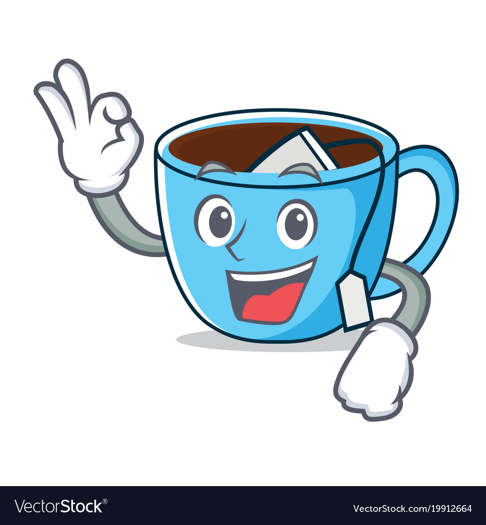 Okay tea cup character cartoon Royalty Free Vector Image Okay tea cup character cartoon Royalty Free Vector Image